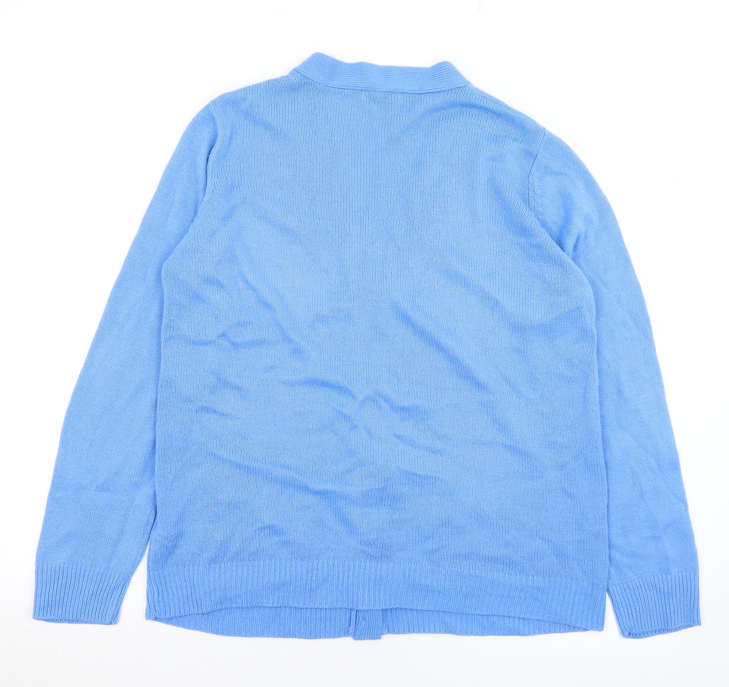 Damart Womens Blue V-Neck  Acrylic Cardigan Jumper Size 10   - 10-12