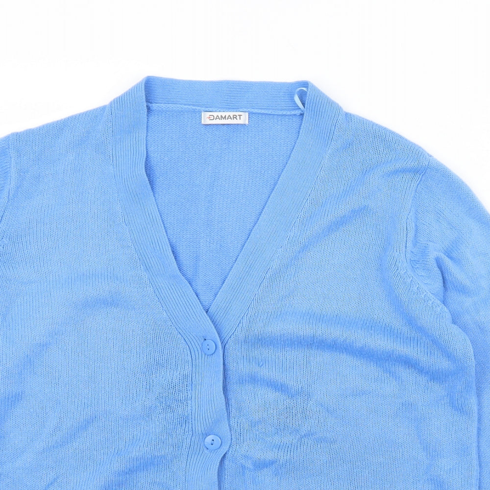 Damart Womens Blue V-Neck  Acrylic Cardigan Jumper Size 10   - 10-12