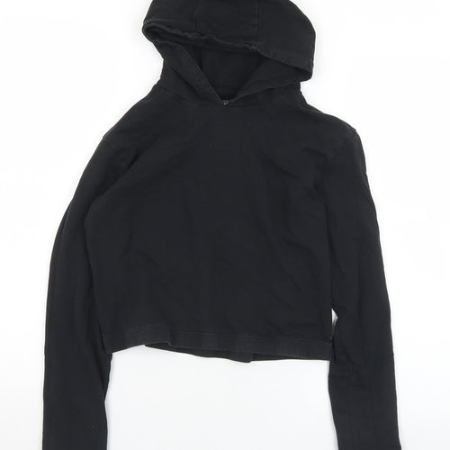 Studio Girls Black  Cotton Pullover Hoodie Size 14-15 Years   - Cropped