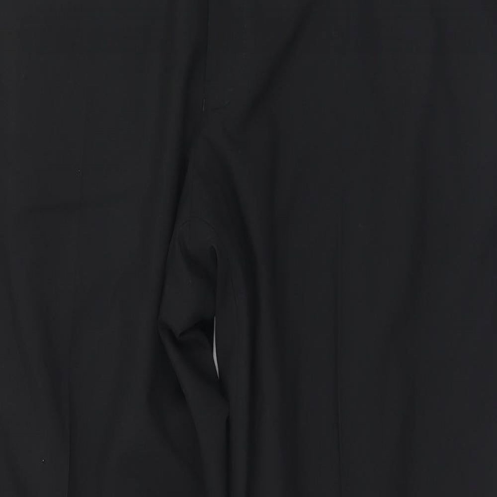 Marks and Spencer Mens Black  Polyester Trousers  Size 38 in L31 in Regular Button