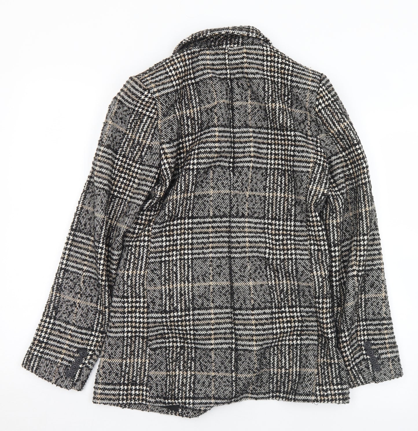 H&M Womens Black Houndstooth  Pea Coat Coat Size 6  Button