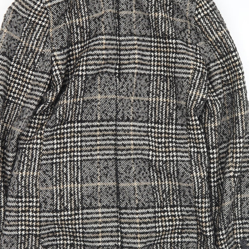 H&M Womens Black Houndstooth  Pea Coat Coat Size 6  Button