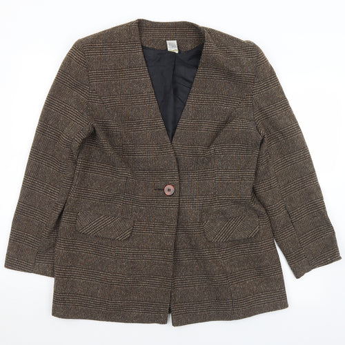 Etam Womens Brown Plaid  Jacket  Size 16  Button