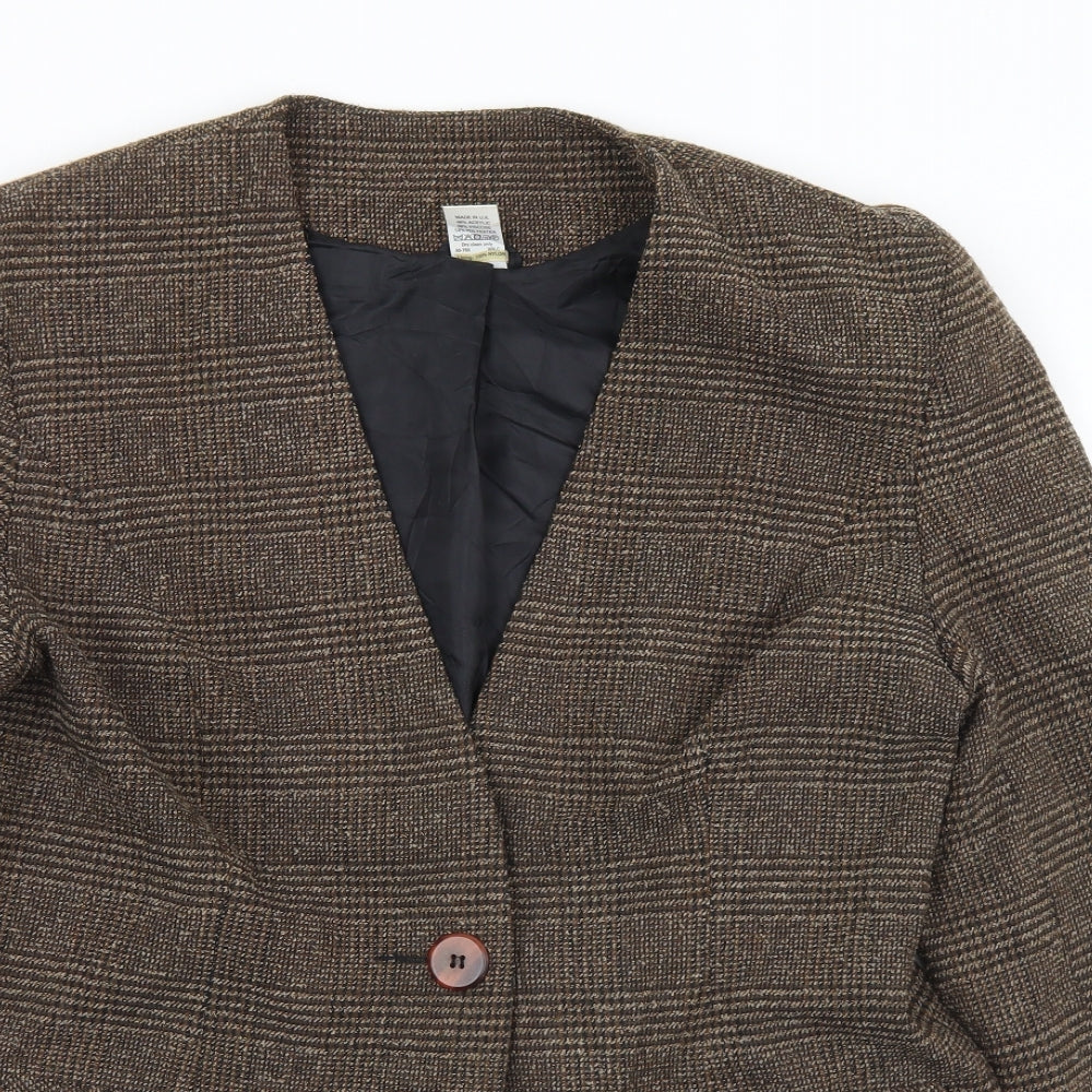 Etam Womens Brown Plaid  Jacket  Size 16  Button