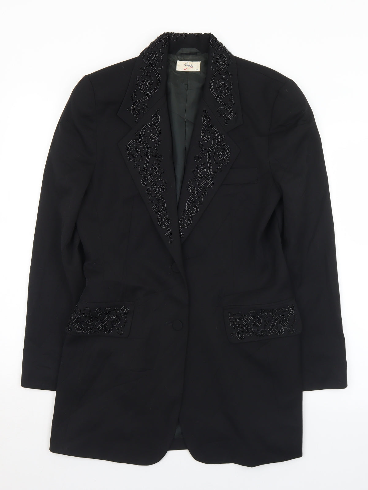SHE Womens Black   Jacket  Size 10  Button - Bead detail