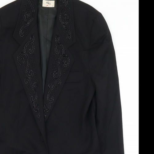 SHE Womens Black   Jacket  Size 10  Button - Bead detail