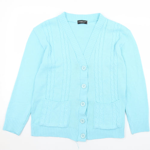 Choice Womens Blue V-Neck  Acrylic Cardigan Jumper Size 10