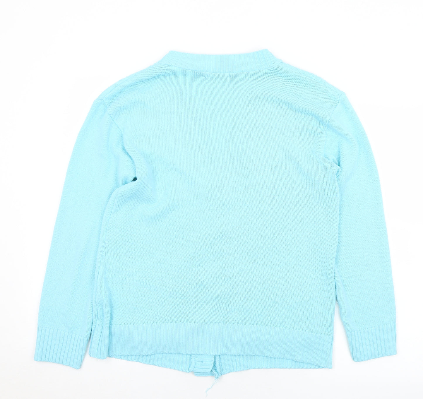 Choice Womens Blue V-Neck  Acrylic Cardigan Jumper Size 10