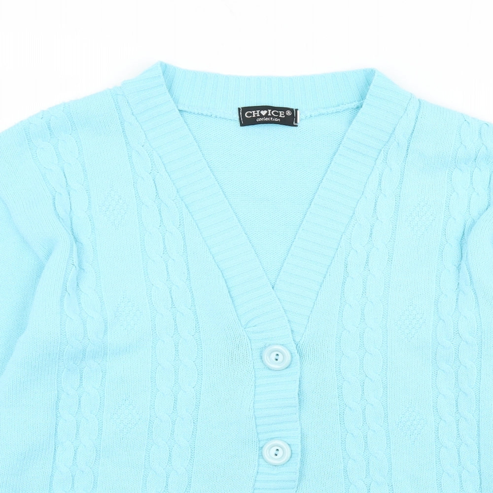 Choice Womens Blue V-Neck  Acrylic Cardigan Jumper Size 10