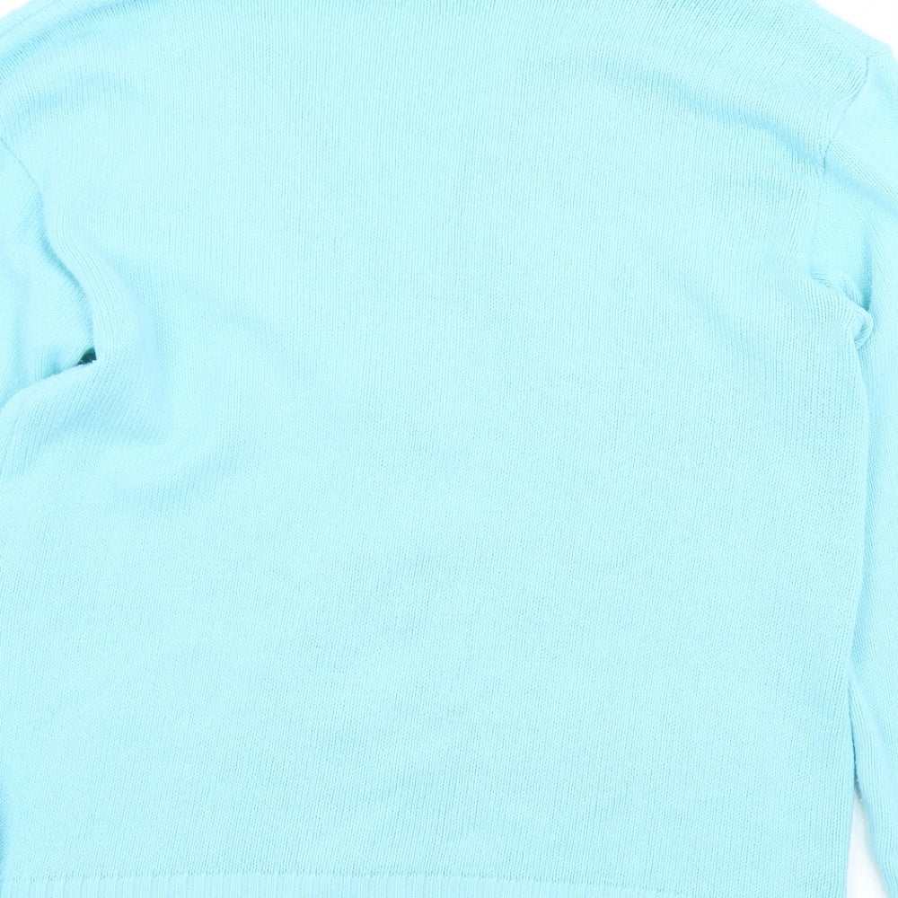 Choice Womens Blue V-Neck  Acrylic Cardigan Jumper Size 10