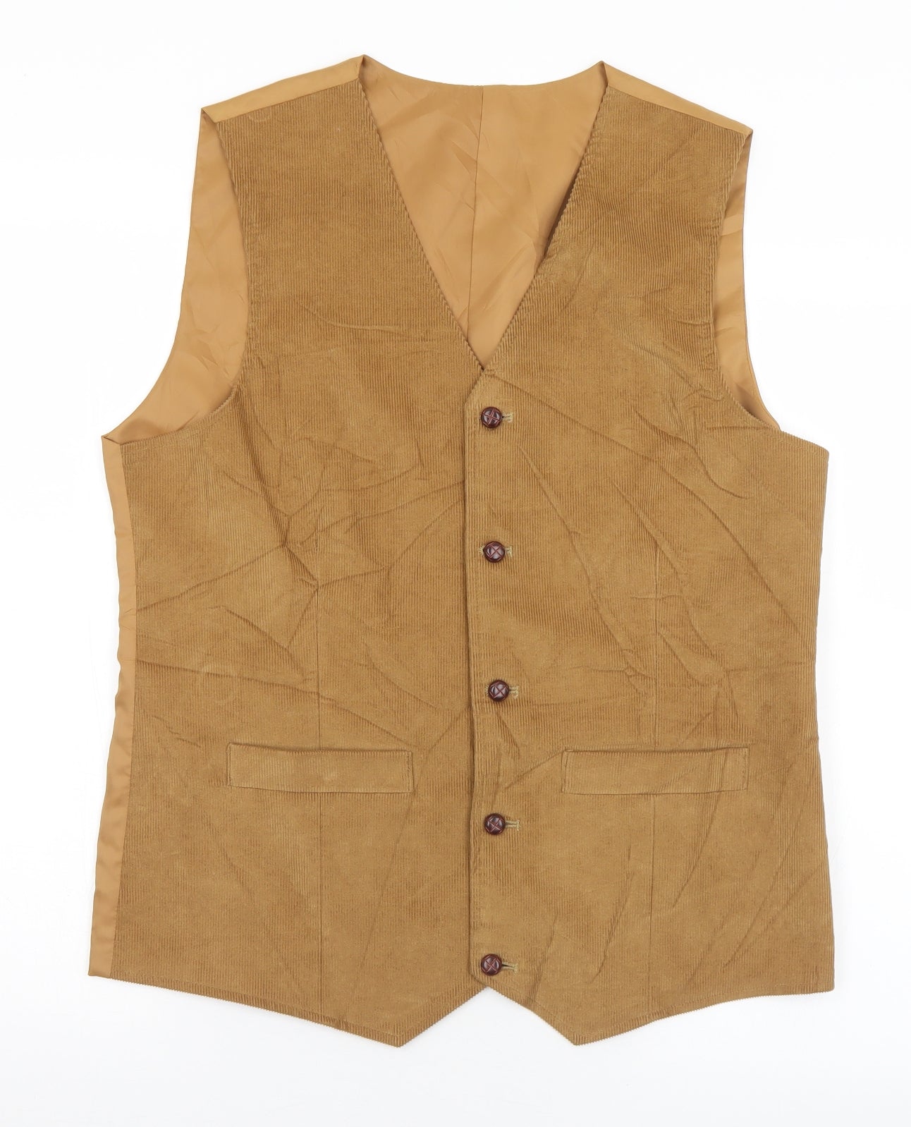 Preworn Mens Brown  Polyester Jacket Suit Waistcoat Size M