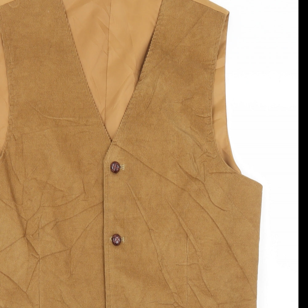 Preworn Mens Brown  Polyester Jacket Suit Waistcoat Size M