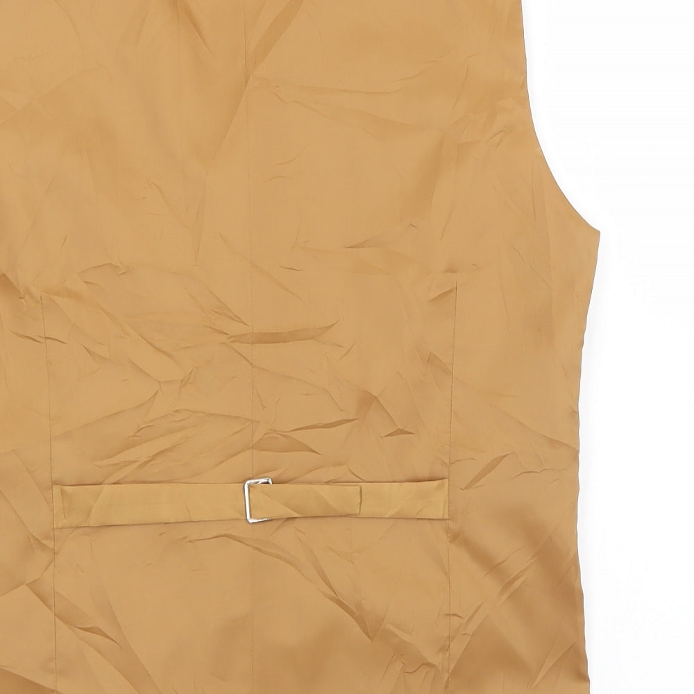 Preworn Mens Brown  Polyester Jacket Suit Waistcoat Size M