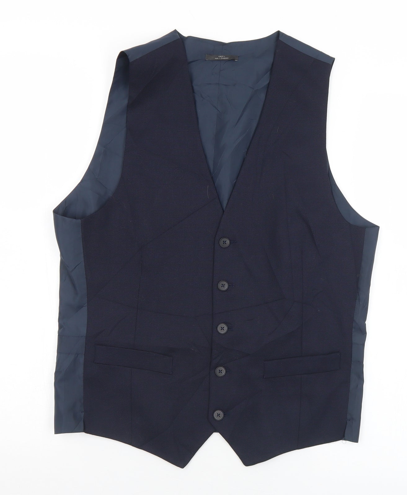 Marks and Spencer Mens Blue  Wool Jacket Suit Waistcoat Size S