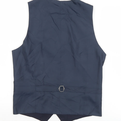Marks and Spencer Mens Blue  Wool Jacket Suit Waistcoat Size S