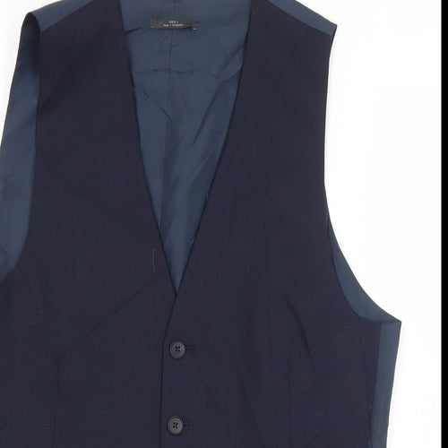 Marks and Spencer Mens Blue  Wool Jacket Suit Waistcoat Size S