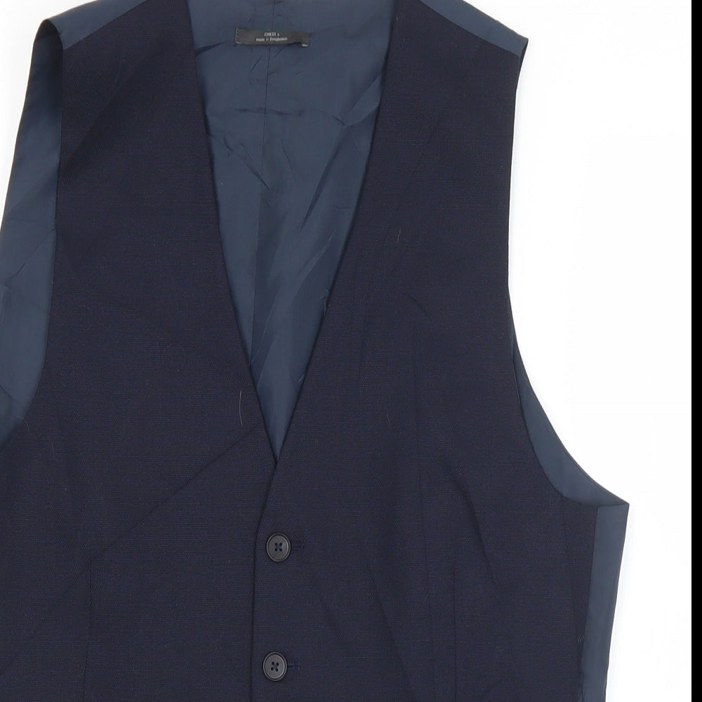 Marks and Spencer Mens Blue  Wool Jacket Suit Waistcoat Size S