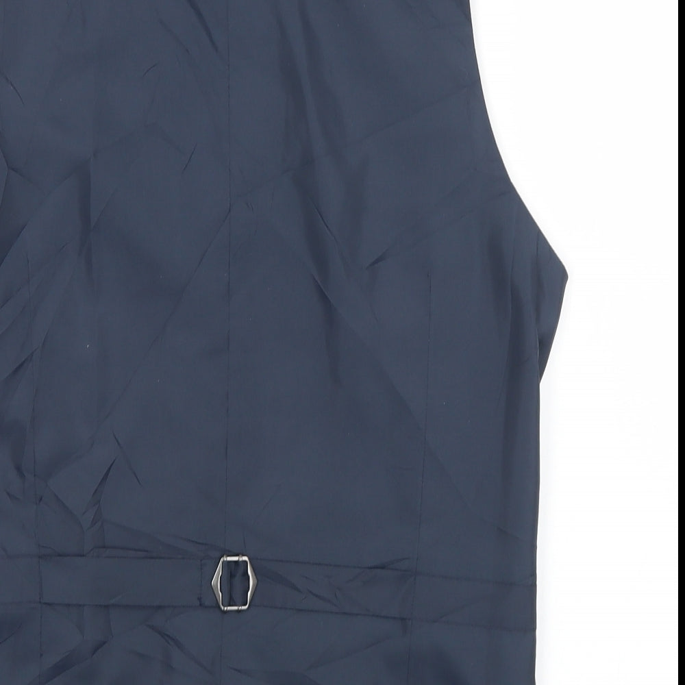 Marks and Spencer Mens Blue  Wool Jacket Suit Waistcoat Size S