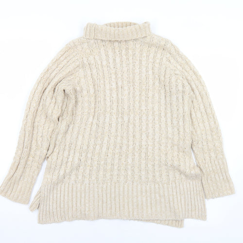 M&Co Womens Beige Roll Neck  Acrylic Pullover Jumper Size 10