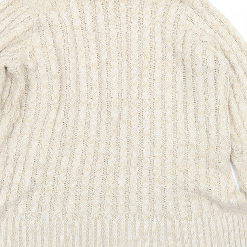M&Co Womens Beige Roll Neck  Acrylic Pullover Jumper Size 10