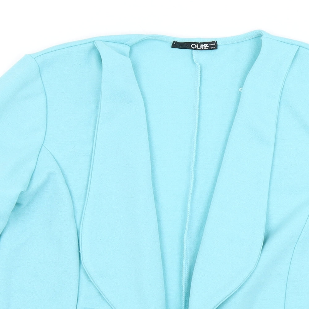 Quiz Womens Blue Collared  Polyester Cardigan Jumper Size 14