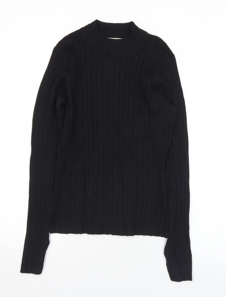 H&M Womens Beige Mock Neck  Viscose Pullover Jumper Size L