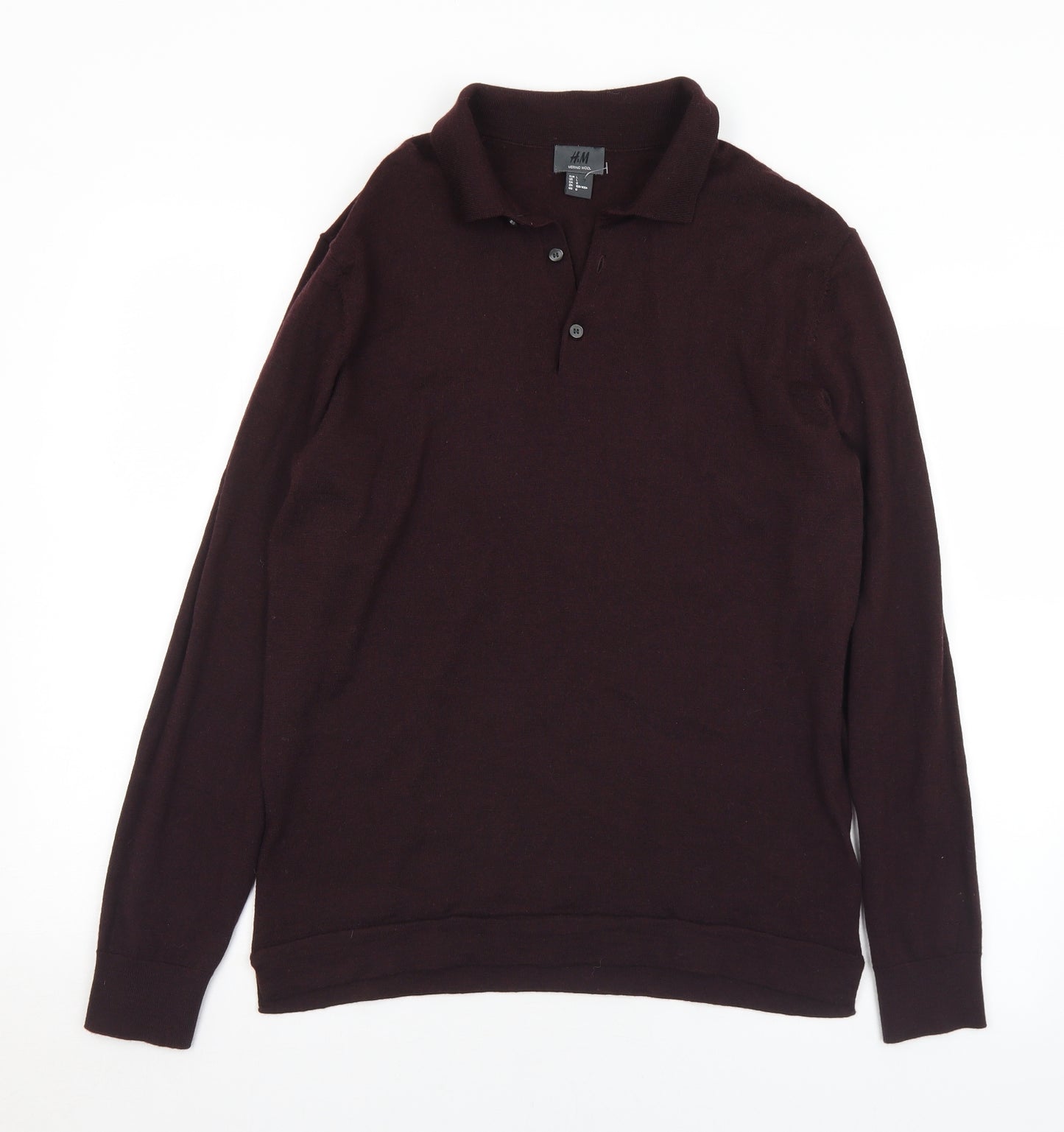 H&M Mens Purple Collared  Wool Pullover Jumper Size L