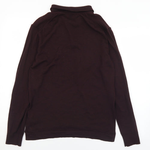 H&M Mens Purple Collared  Wool Pullover Jumper Size L