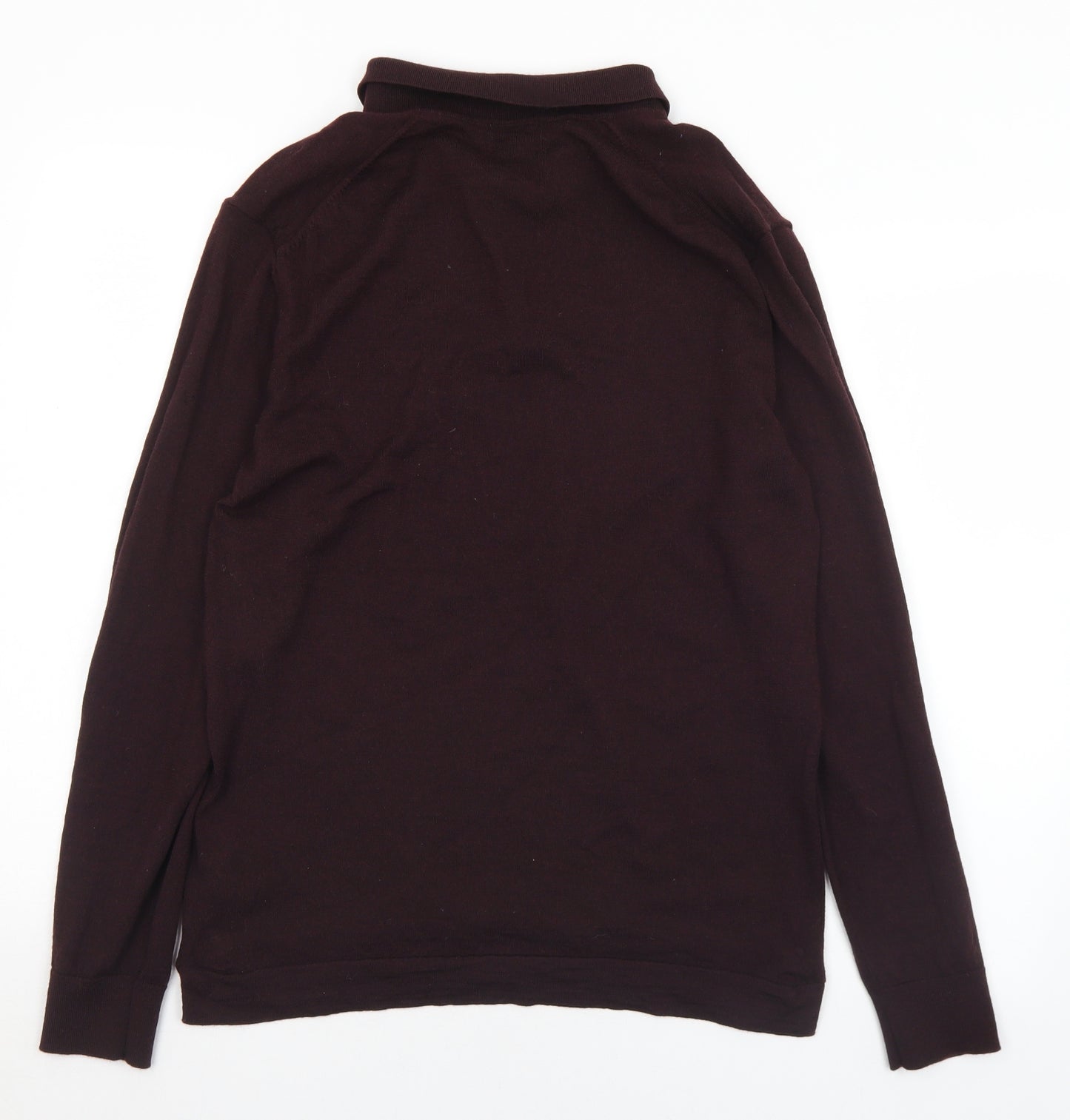H&M Mens Purple Collared  Wool Pullover Jumper Size L