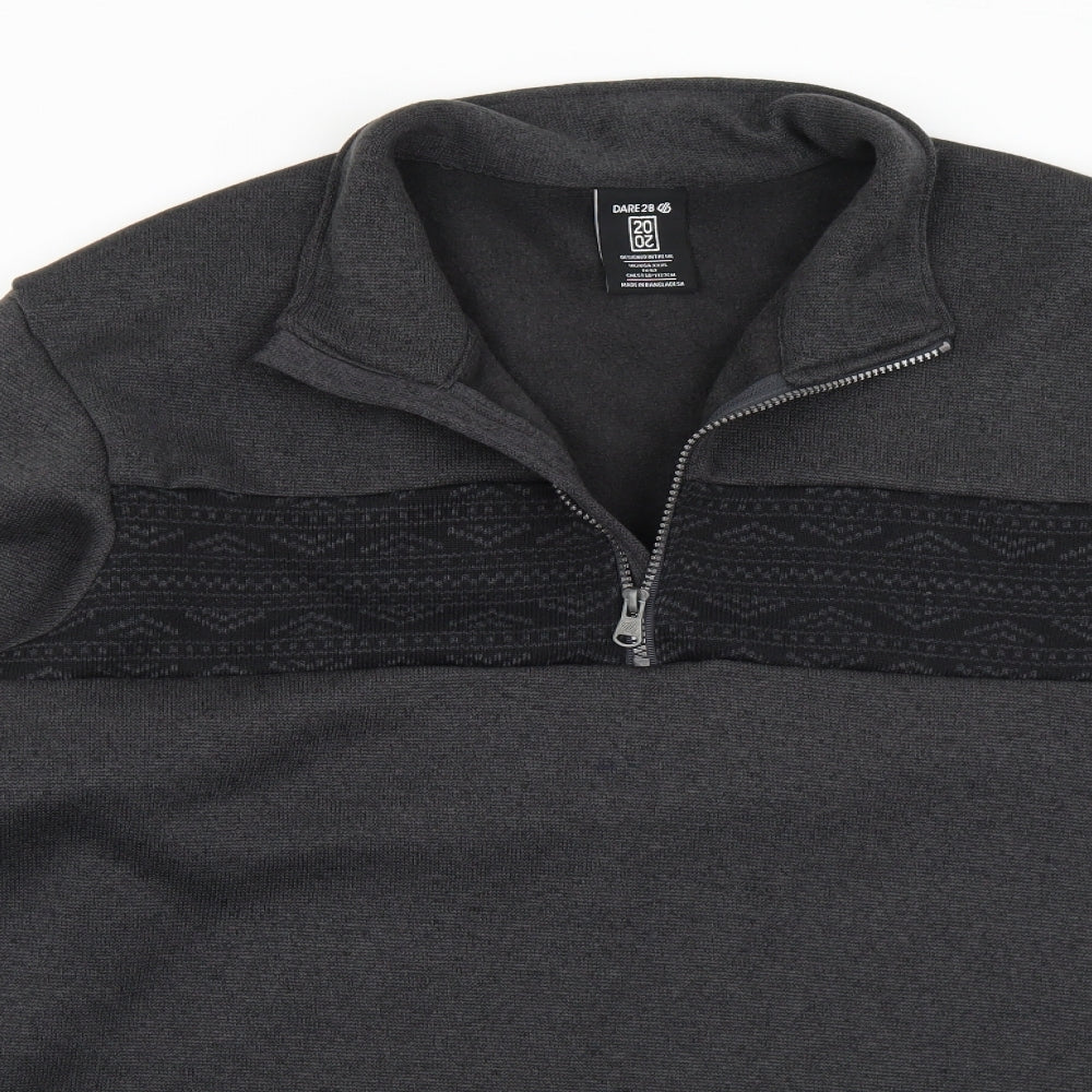 Dare 2B Mens Grey Collared Geometric Polyester Pullover Jumper Size 3XL