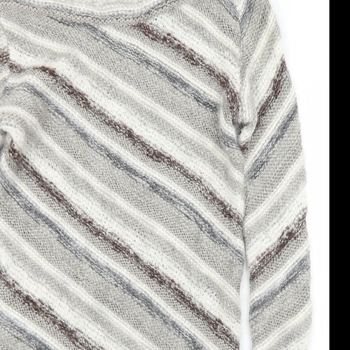 Warehouse Womens Multicoloured Boat Neck Striped Acrylic Pullover Jumper Size 14