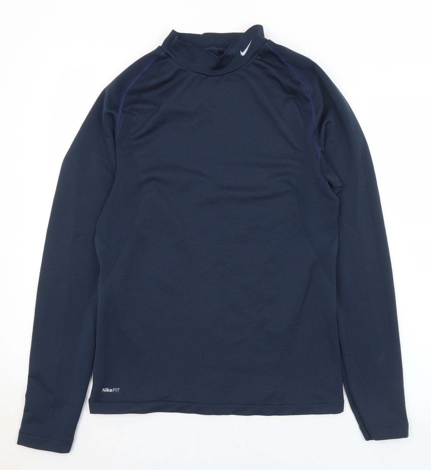 Nike Mens Blue  Polyester Pullover T-Shirt Size M Mock Neck