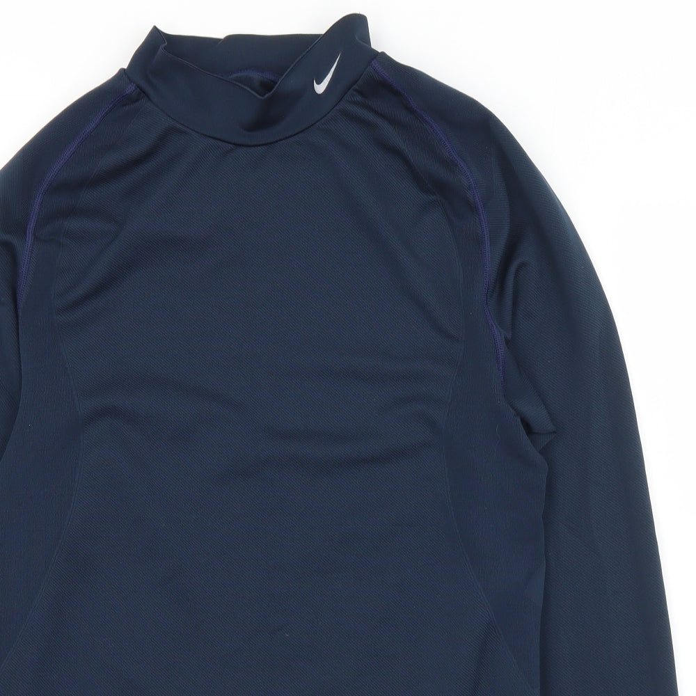 Nike Mens Blue  Polyester Pullover T-Shirt Size M Mock Neck