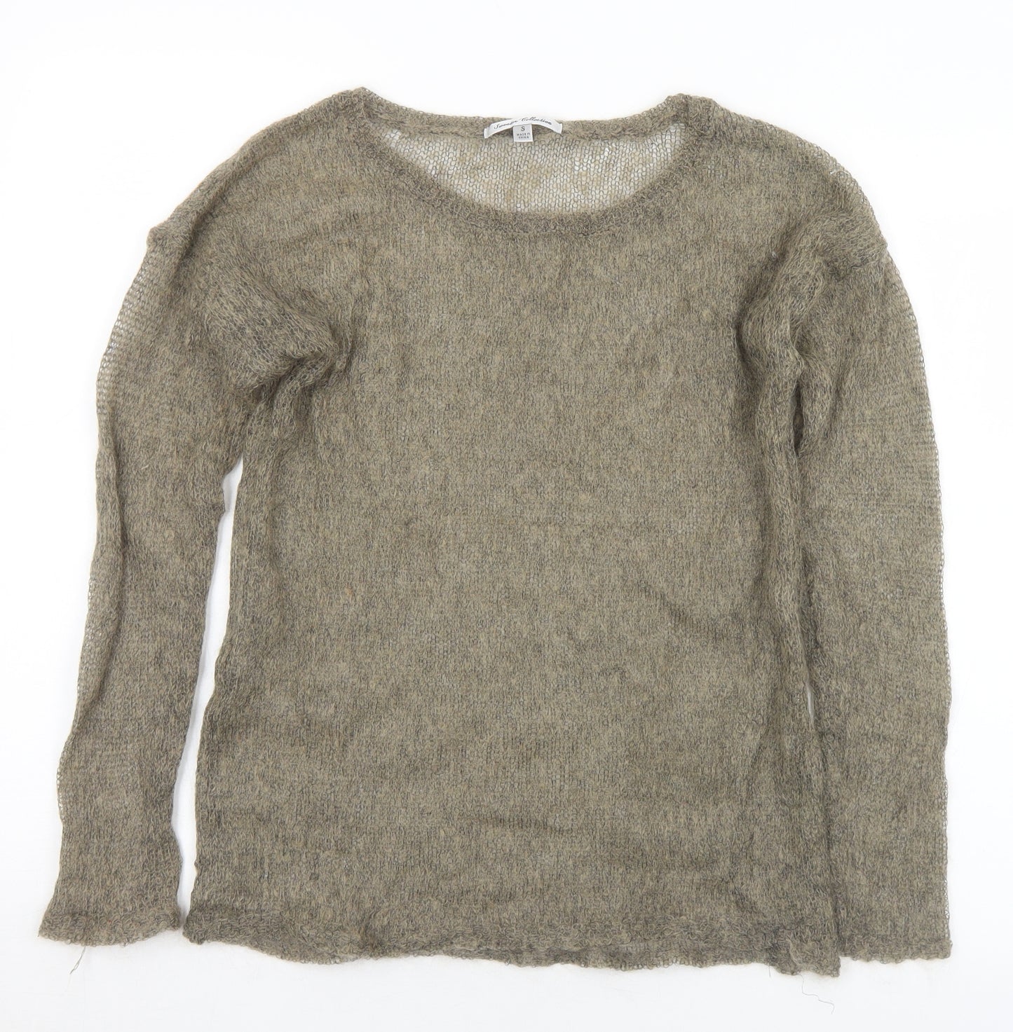 Sweater Collection Womens Brown Round Neck  Acrylic Pullover Jumper Size S   - Sheer