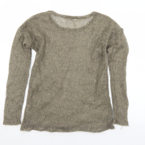 Sweater Collection Womens Brown Round Neck  Acrylic Pullover Jumper Size S   - Sheer