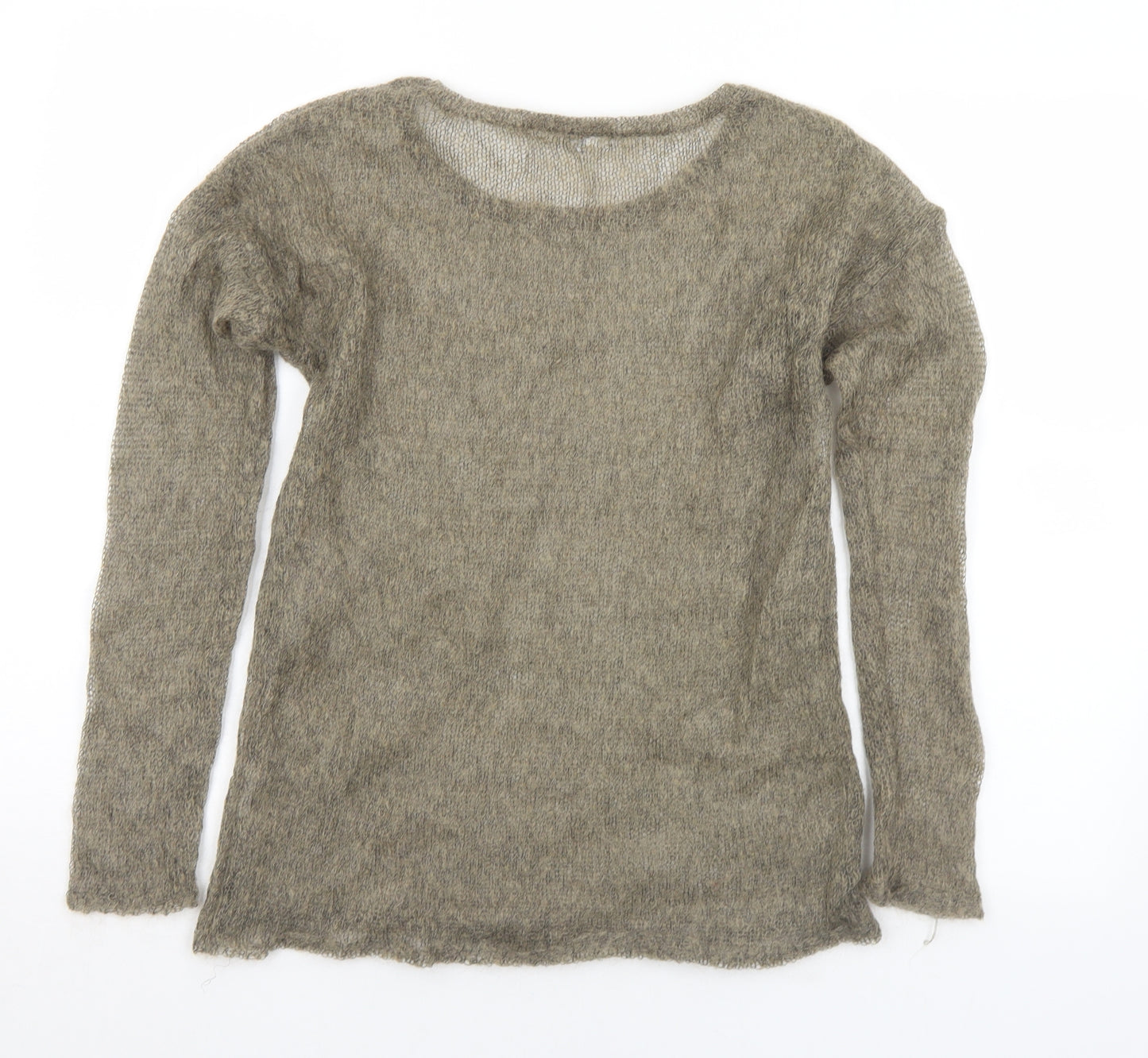 Sweater Collection Womens Brown Round Neck  Acrylic Pullover Jumper Size S   - Sheer