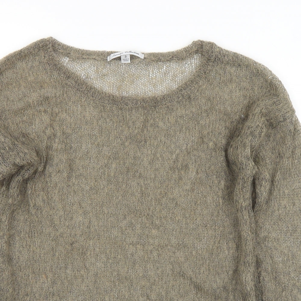 Sweater Collection Womens Brown Round Neck  Acrylic Pullover Jumper Size S   - Sheer
