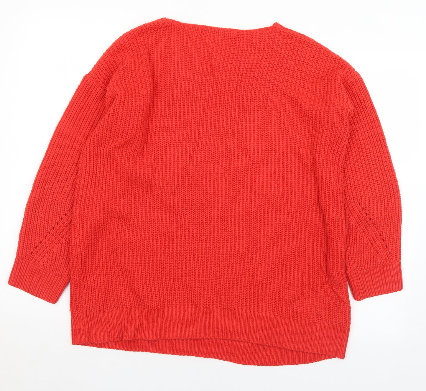 George Womens Red V-Neck  Acrylic Pullover Jumper Size 12   - 12-14