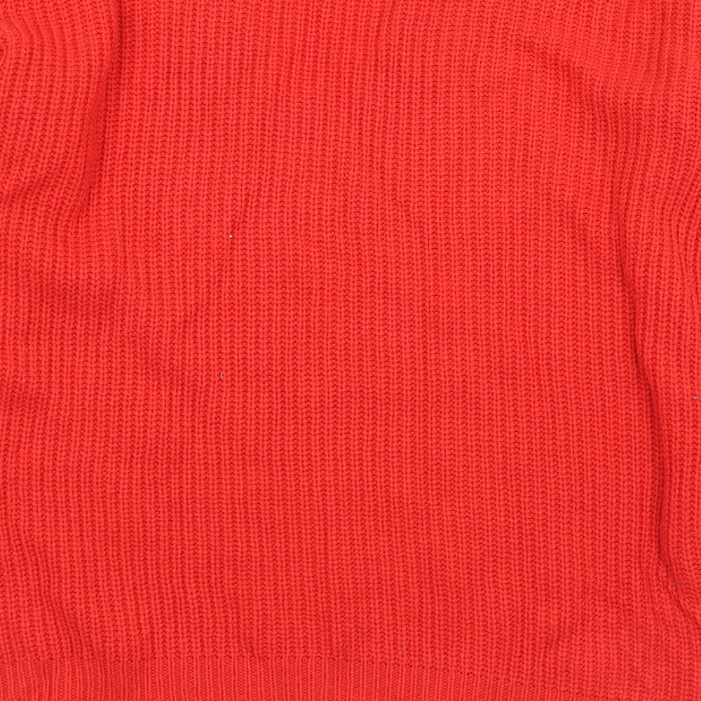 George Womens Red V-Neck  Acrylic Pullover Jumper Size 12   - 12-14