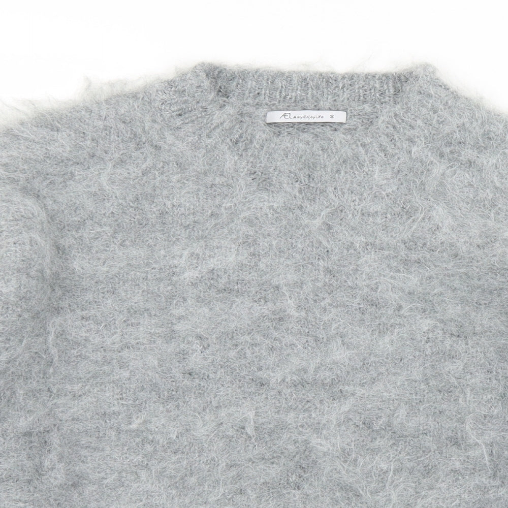 Enjoy Life Womens Grey Mock Neck  Polyester Pullover Jumper Size S