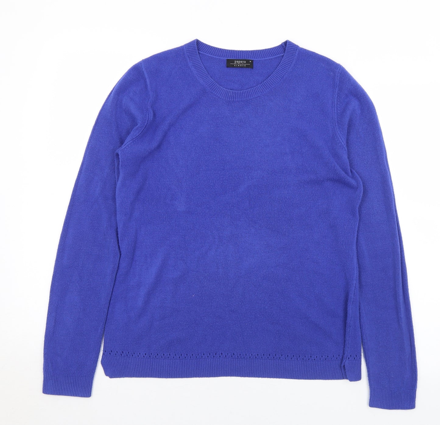 Matalan Womens Blue Round Neck  Acrylic Pullover Jumper Size 14