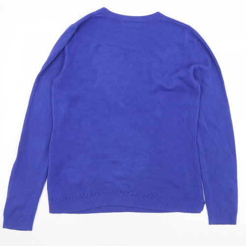 Matalan Womens Blue Round Neck  Acrylic Pullover Jumper Size 14