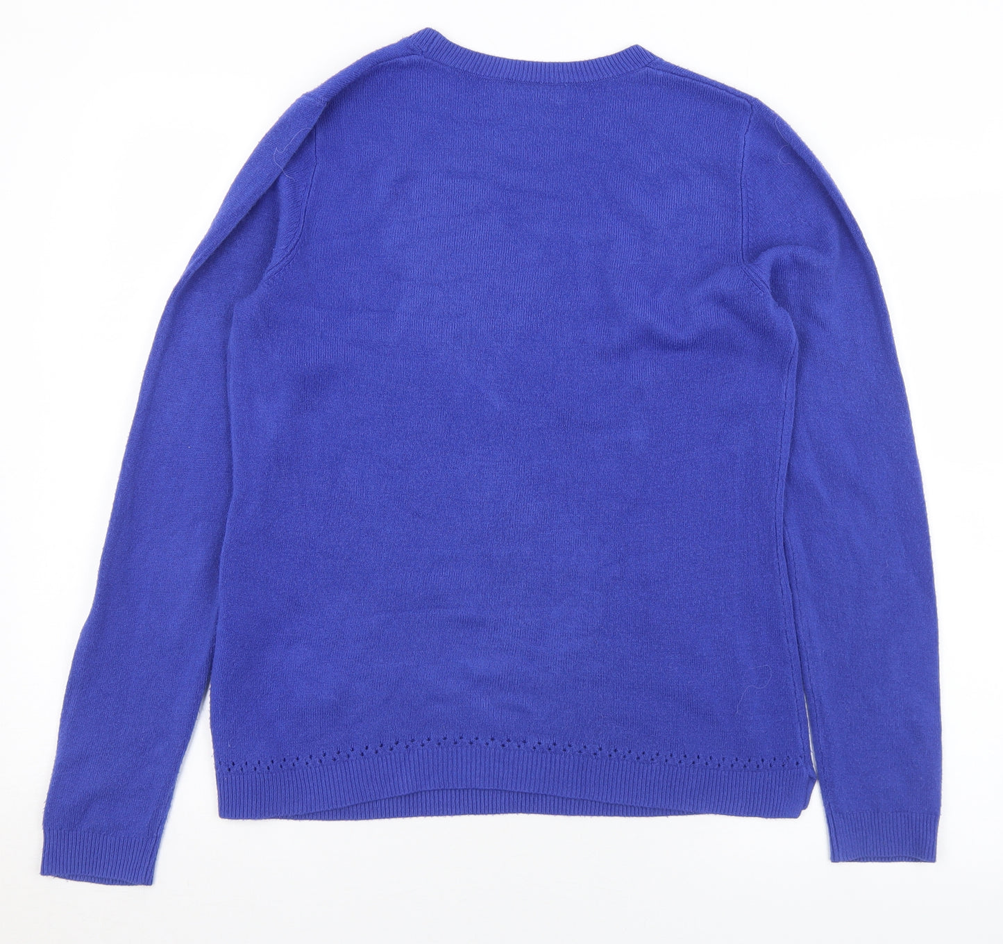 Matalan Womens Blue Round Neck  Acrylic Pullover Jumper Size 14