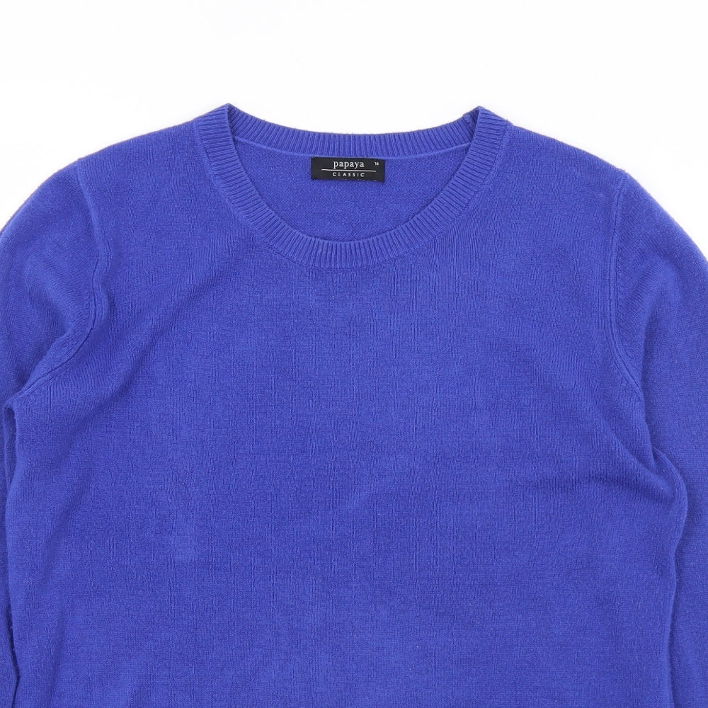 Matalan Womens Blue Round Neck  Acrylic Pullover Jumper Size 14