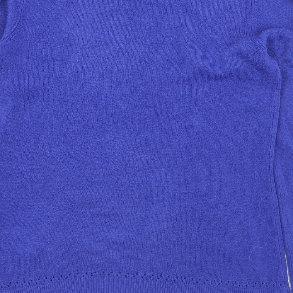 Matalan Womens Blue Round Neck  Acrylic Pullover Jumper Size 14