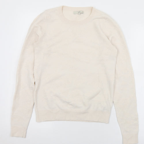 NEXT Womens Ivory Round Neck Floral Nylon Pullover Jumper Size 6