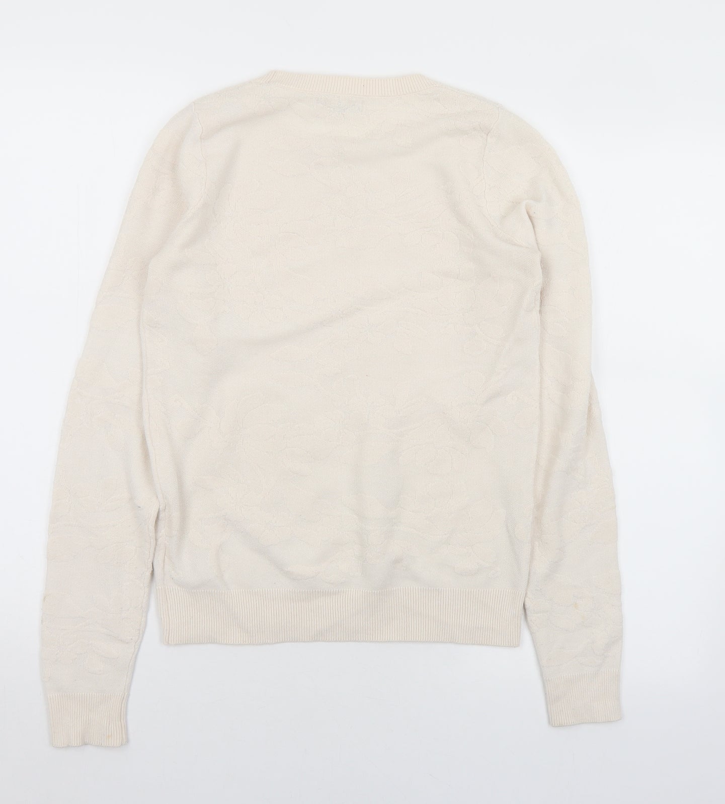 NEXT Womens Ivory Round Neck Floral Nylon Pullover Jumper Size 6