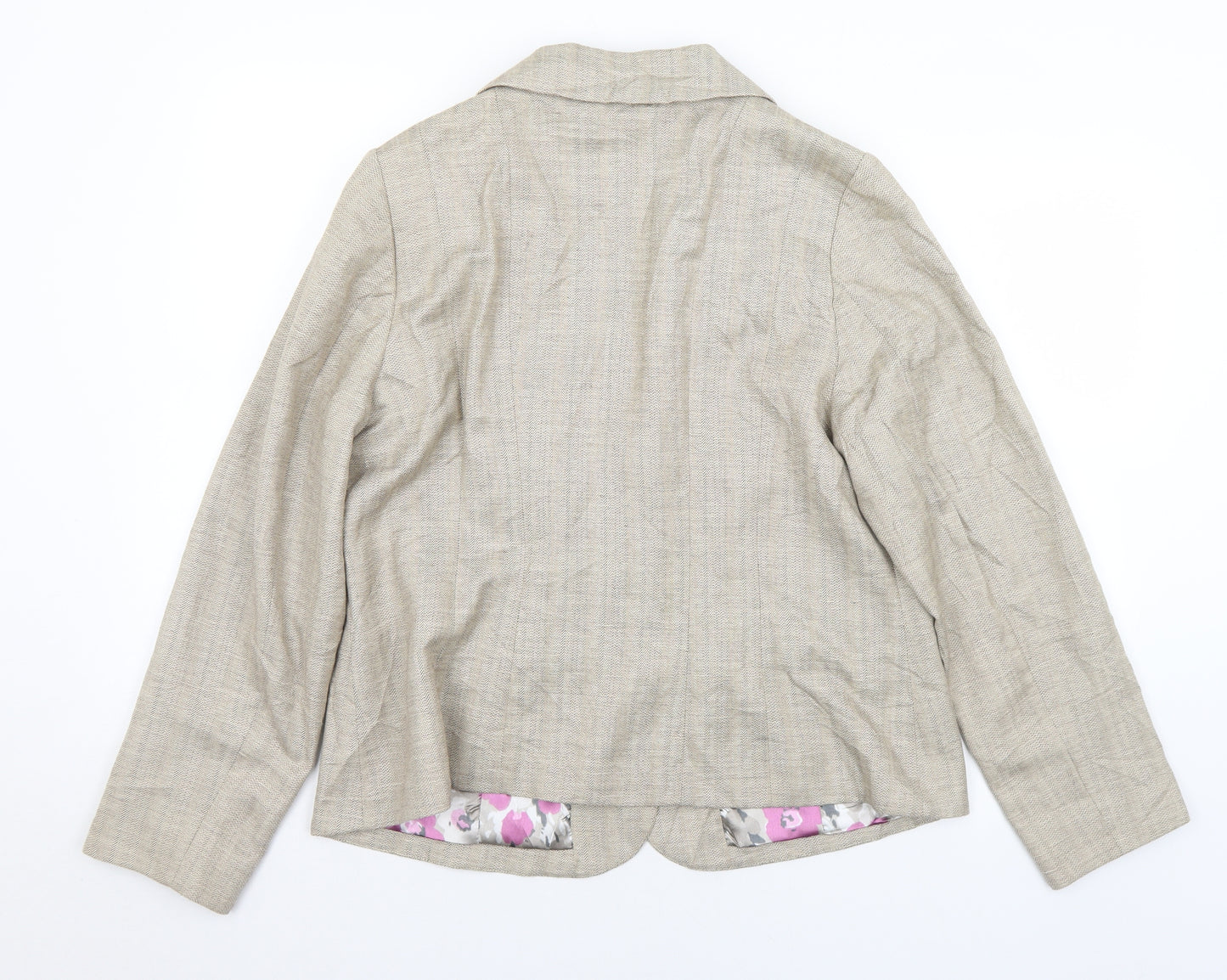 Marks and Spencer Womens Beige Floral Polyester Jacket Blazer Size 18