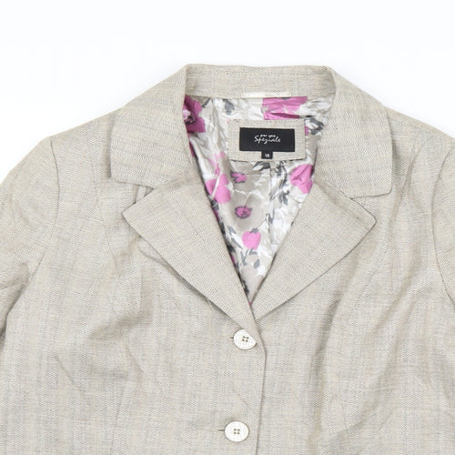 Marks and Spencer Womens Beige Floral Polyester Jacket Blazer Size 18