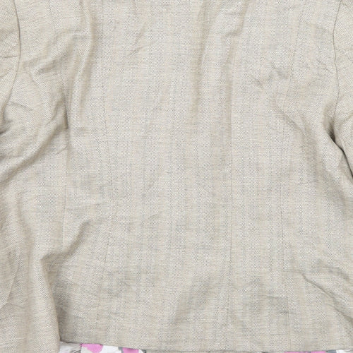 Marks and Spencer Womens Beige Floral Polyester Jacket Blazer Size 18